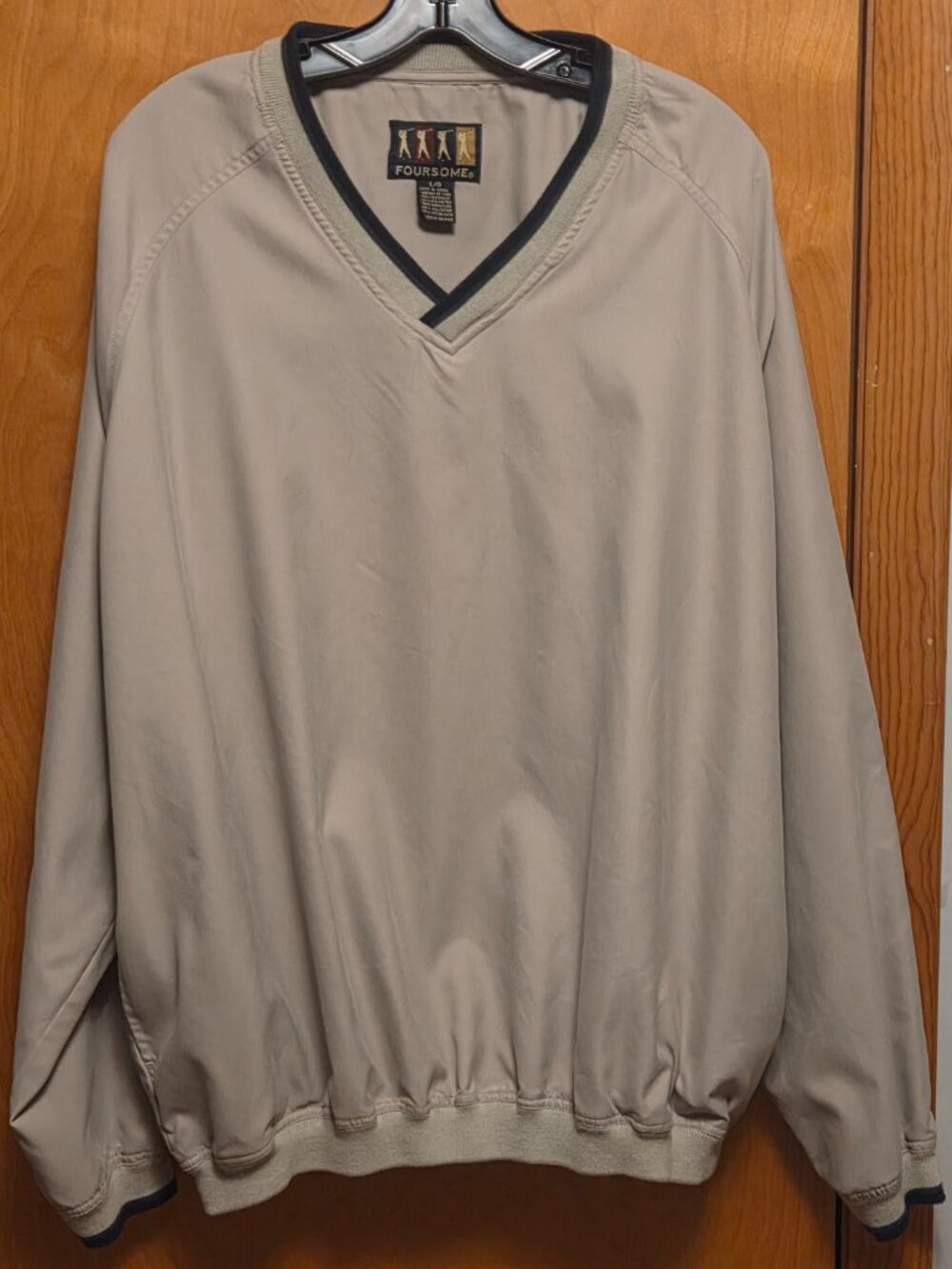 Vintage Foursome Golf Windshirt Mens Beige Lightweight Windbreaker Pockets Large